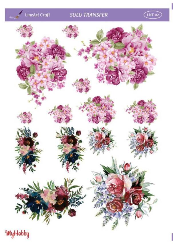 LineArt Çiçek Desenli Sulu Transfer LNT002 - 1