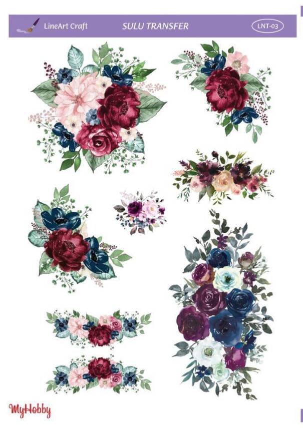 LineArt Çiçek Desenli Sulu Transfer LNT003 - 1