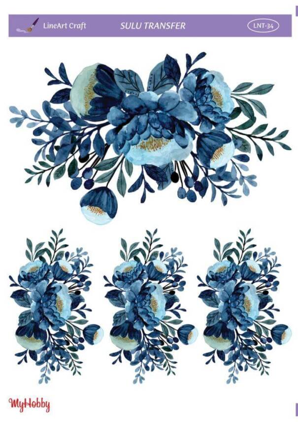 LineArt Çiçek Desenli Sulu Transfer LNT034 - 1