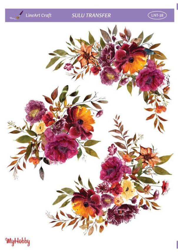 LineArt Çiçek Desenli Sulu Transfer LNT038 - 1