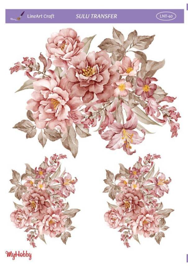 LineArt Çiçek Desenli Sulu Transfer LNT040 - 1