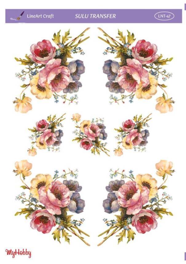 LineArt Çiçek Desenli Sulu Transfer LNT047 - 1