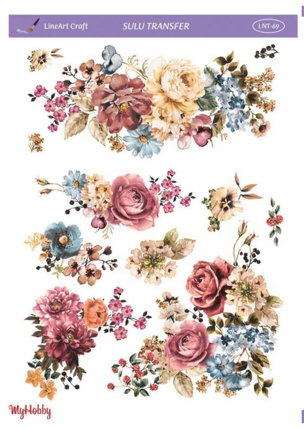 LineArt Çiçek Desenli Sulu Transfer LNT069 - 1