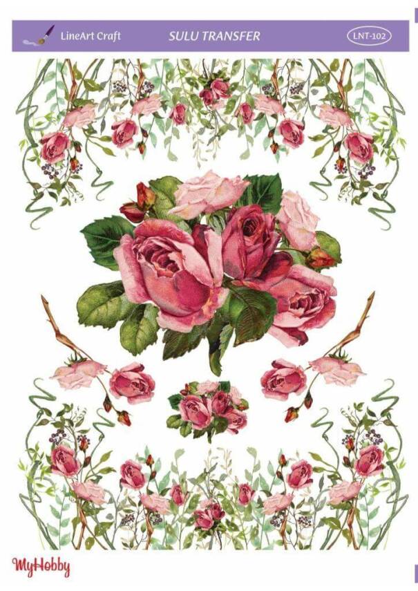 LineArt Çiçek Desenli Sulu Transfer LNT102 - 1