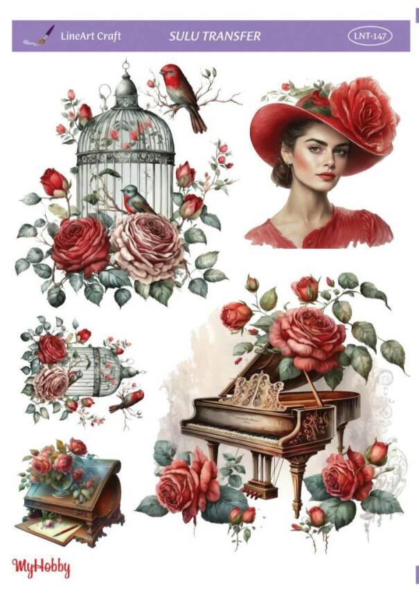 LineArt Çiçek Desenli Sulu Transfer LNT147 - 1