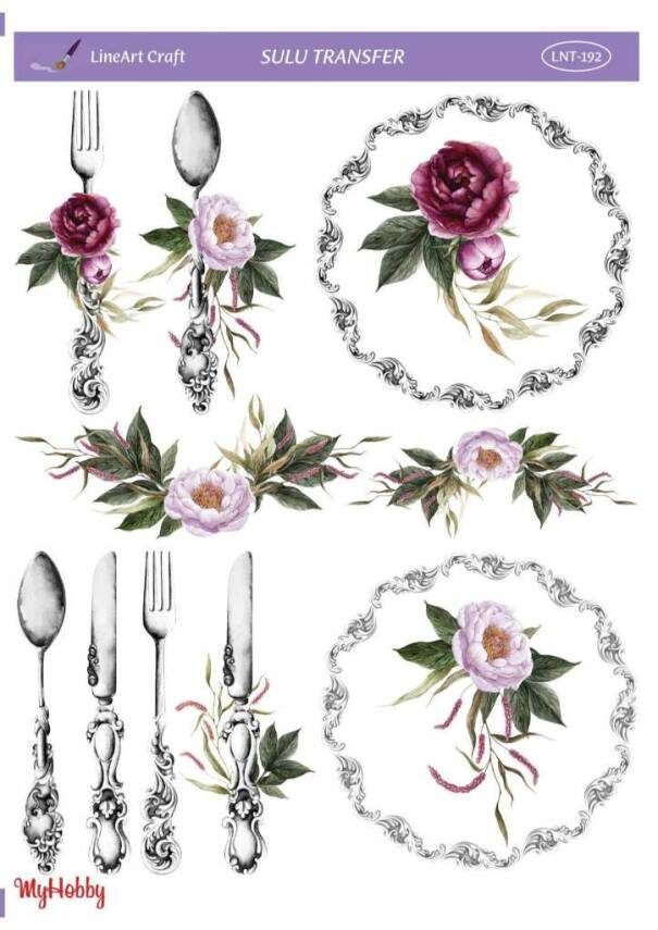 LineArt Çiçek Desenli Sulu Transfer LNT192 - 1