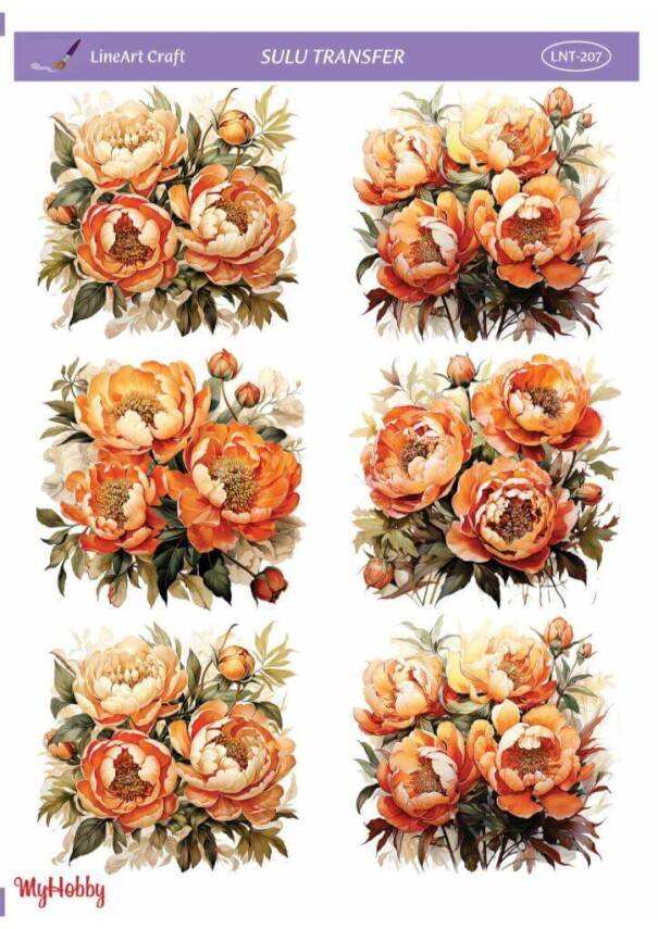 LineArt Çiçek Desenli Sulu Transfer LNT207 - 1