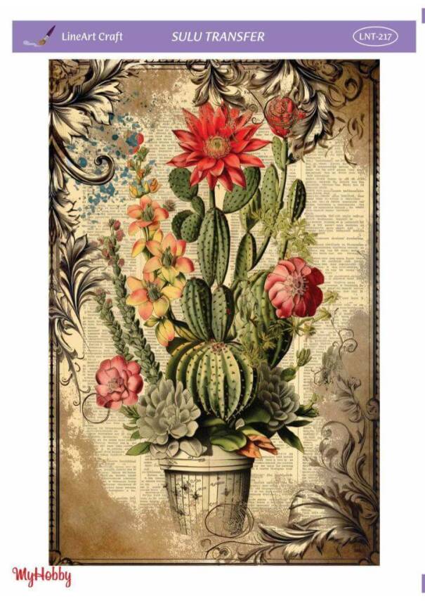 LineArt Çiçek Desenli Sulu Transfer LNT217 - 1