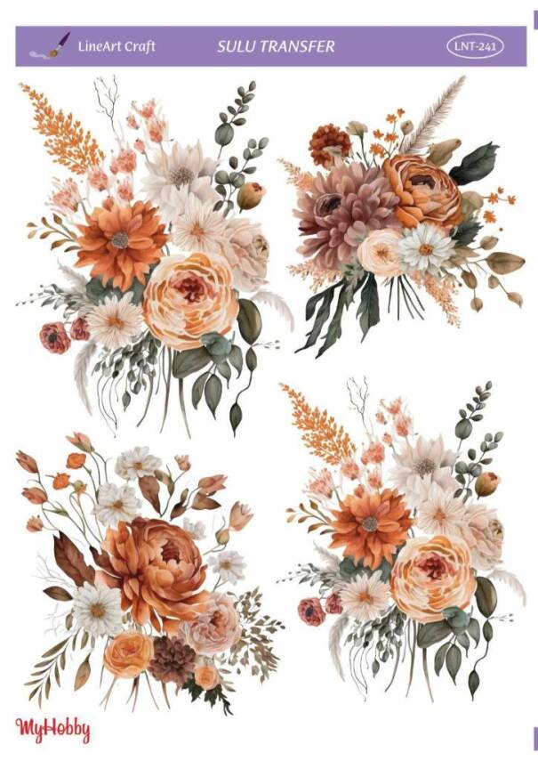 LineArt Çiçek Desenli Sulu Transfer LNT241 - 1