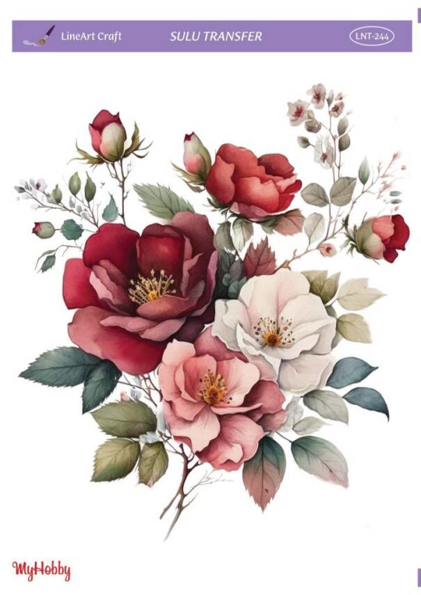 LineArt Çiçek Desenli Sulu Transfer LNT244 - 1