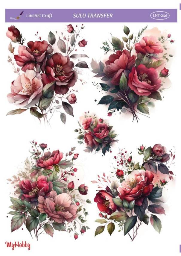 LineArt Çiçek Desenli Sulu Transfer LNT246 - 1