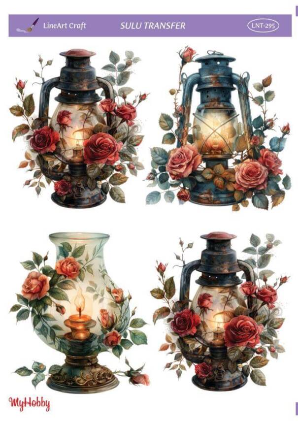 LineArt Çiçek Desenli Sulu Transfer LNT295 - 1