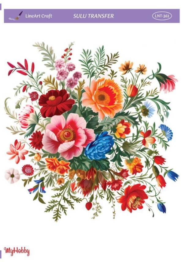 LineArt Çiçek Desenli Sulu Transfer LNT361 - 1
