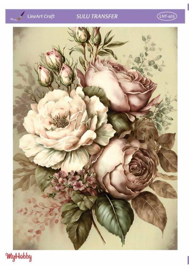 LineArt Çiçek Desenli Sulu Transfer LNT403 - 1