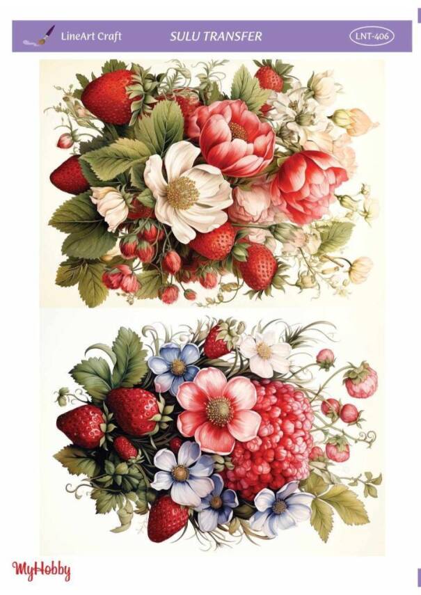 LineArt Çiçek Desenli Sulu Transfer LNT406 - 1