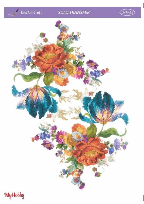 LineArt Çiçek Desenli Sulu Transfer LNT421 - 1