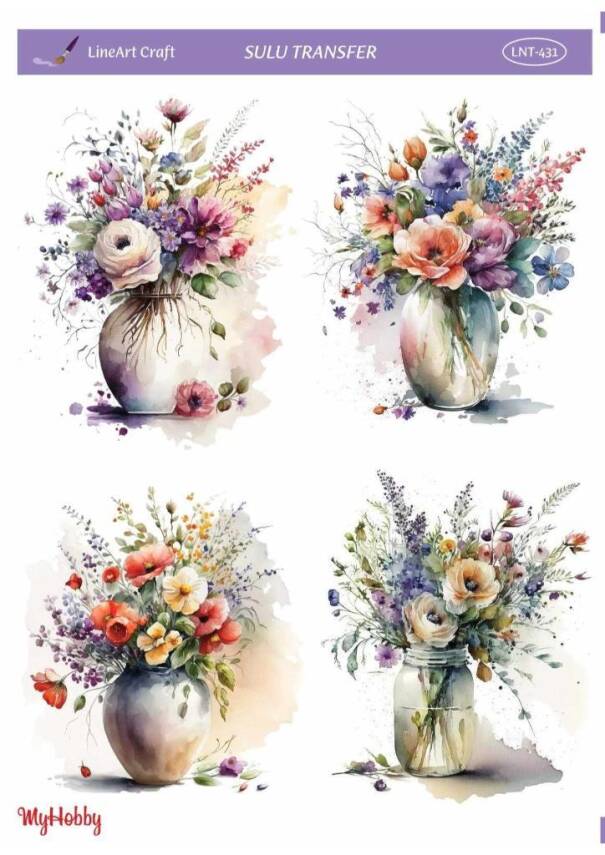 LineArt Çiçek Desenli Sulu Transfer LNT431 - 1