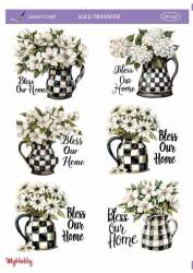 LineArt Çiçek Desenli Sulu Transfer LNT437 - Line Art