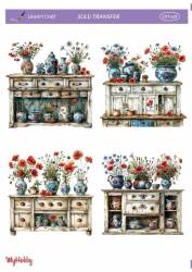 LineArt Çiçek Desenli Sulu Transfer LNT439 - Line Art