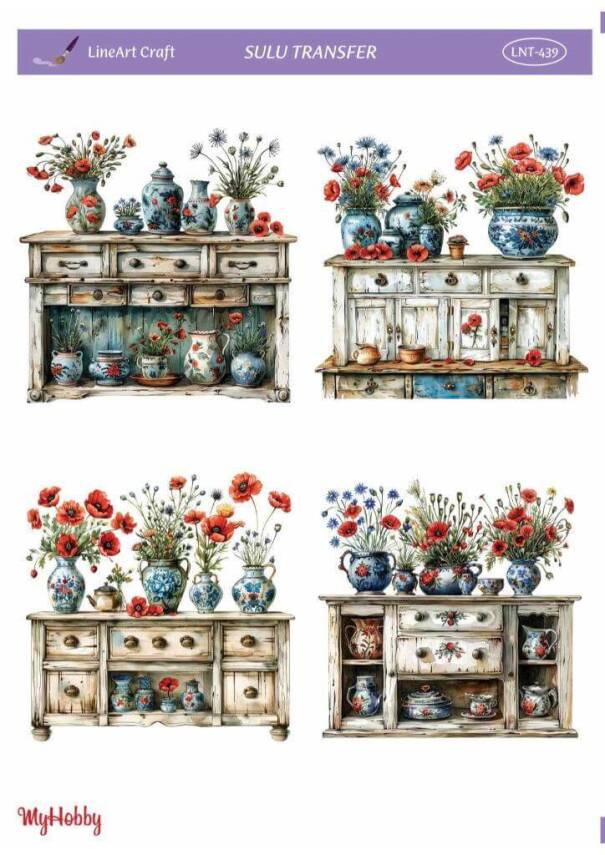 LineArt Çiçek Desenli Sulu Transfer LNT439 - 1