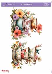 LineArt Çiçek Desenli Sulu Transfer LNT442 - Line Art