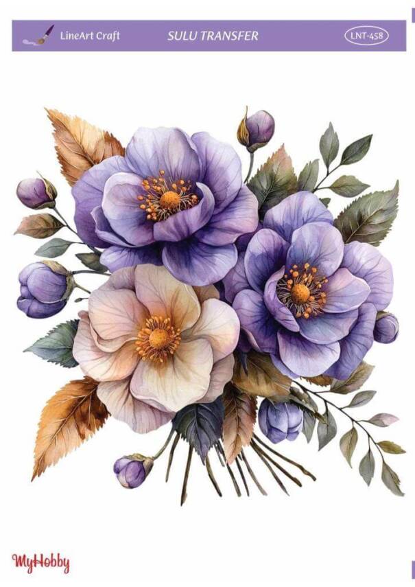 LineArt Çiçek Desenli Sulu Transfer LNT458 - 1