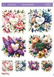 LineArt Çiçek Desenli Sulu Transfer LNT493 - Line Art