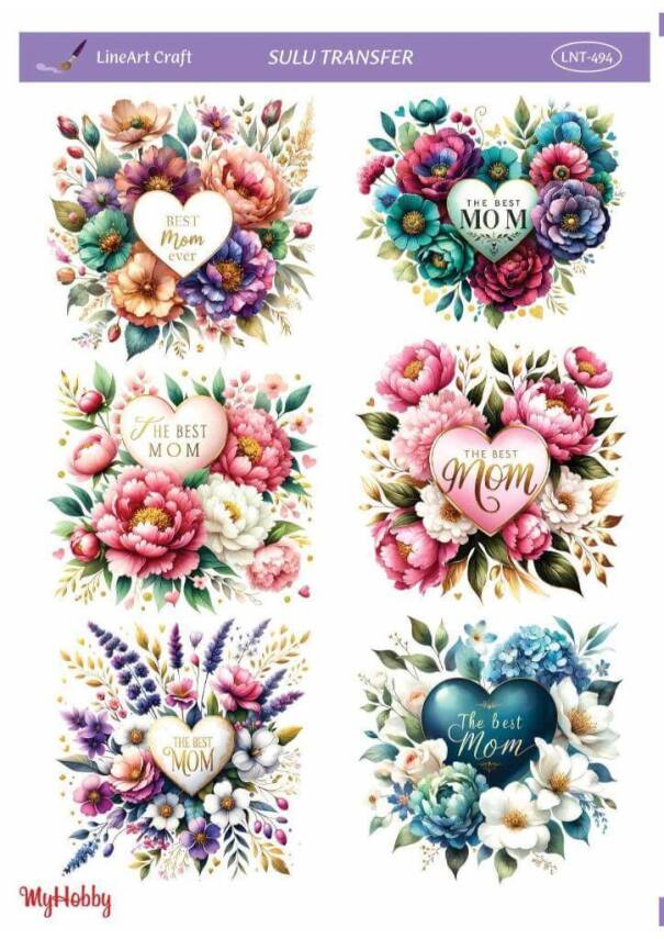 LineArt Çiçek Desenli Sulu Transfer LNT494 - 1