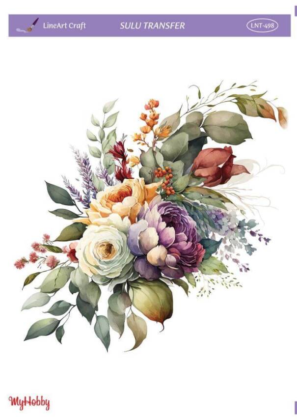 LineArt Çiçek Desenli Sulu Transfer LNT498 - 1