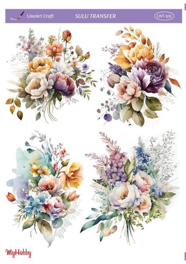 LineArt Çiçek Desenli Sulu Transfer LNT501 - 1