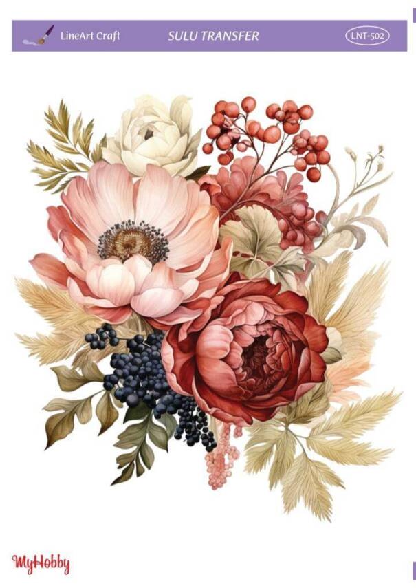 LineArt Çiçek Desenli Sulu Transfer LNT502 - 1