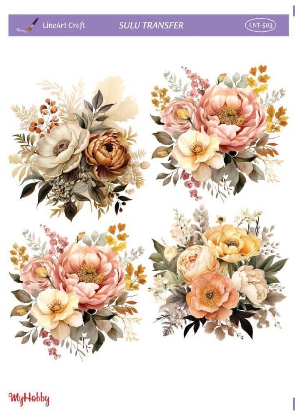 LineArt Çiçek Desenli Sulu Transfer LNT503 - 1