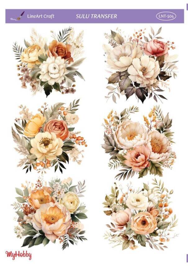 LineArt Çiçek Desenli Sulu Transfer LNT504 - 1