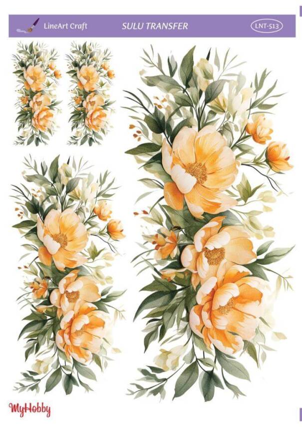 LineArt Çiçek Desenli Sulu Transfer LNT513 - 1