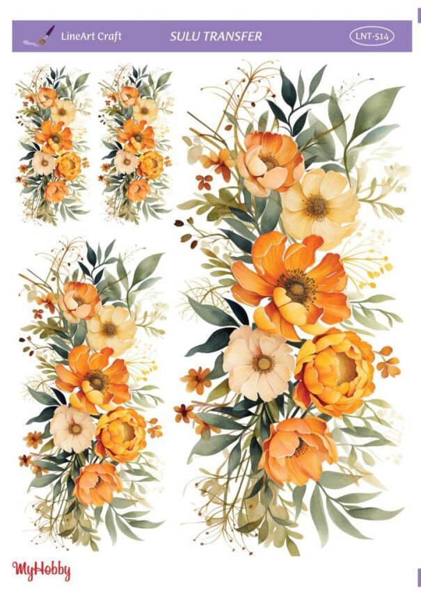 LineArt Çiçek Desenli Sulu Transfer LNT514 - 1