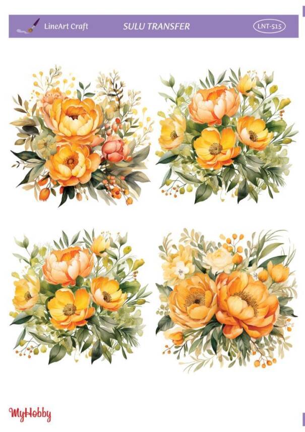 LineArt Çiçek Desenli Sulu Transfer LNT515 - 1