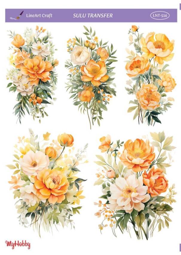 LineArt Çiçek Desenli Sulu Transfer LNT516 - 1