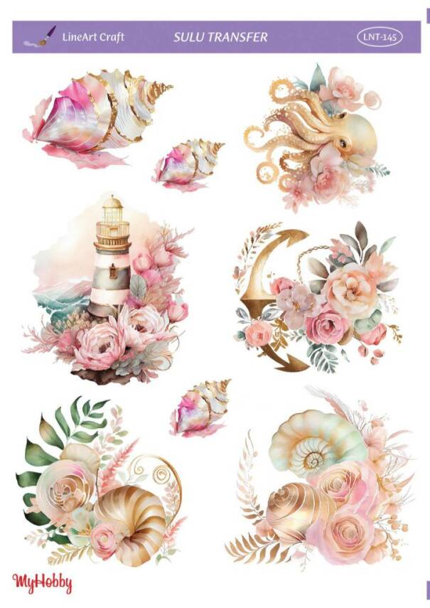 LineArt Deniz Teması Desenli Sulu Transfer LNT145 - 1