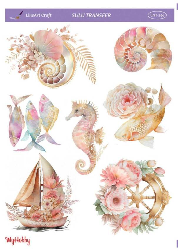 LineArt Deniz Teması Desenli Sulu Transfer LNT146 - 1