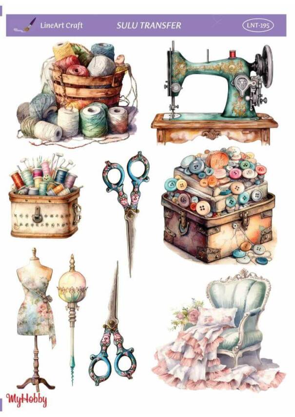 LineArt Dikiş Desenli Sulu Transfer LNT195 - 1