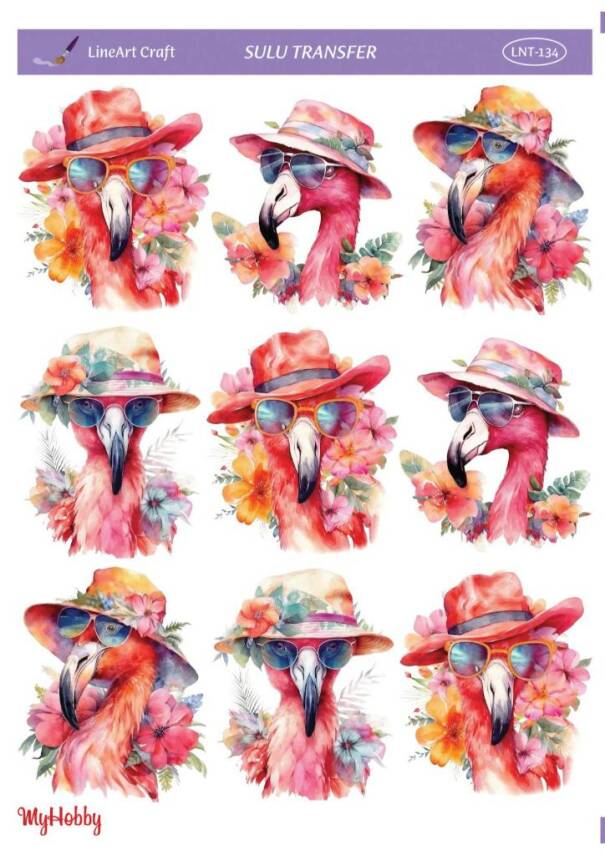 LineArt Flamingo Desenli Sulu Transfer LNT134 - 1