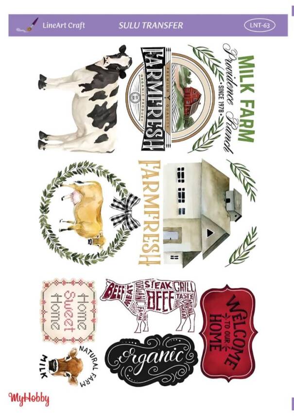 LineArt İnek Desenli Sulu Transfer LNT63 - 1