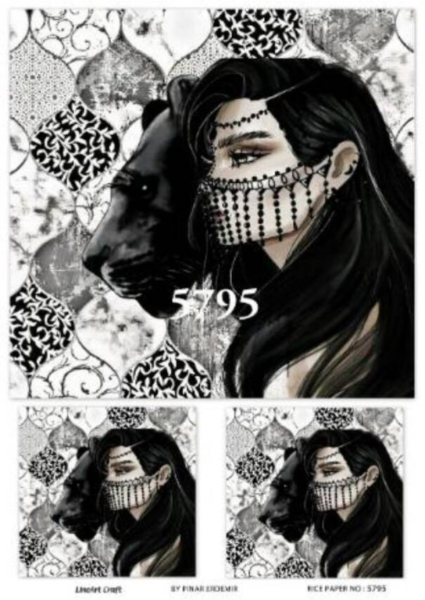 LineArt Kadın Figürlü Pirinç Dekopaj Model : 5795 - 1