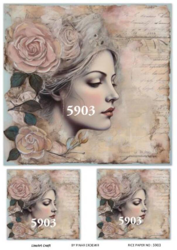 LineArt Kadın Figürlü Pirinç Dekopaj Model : 5903 - 1