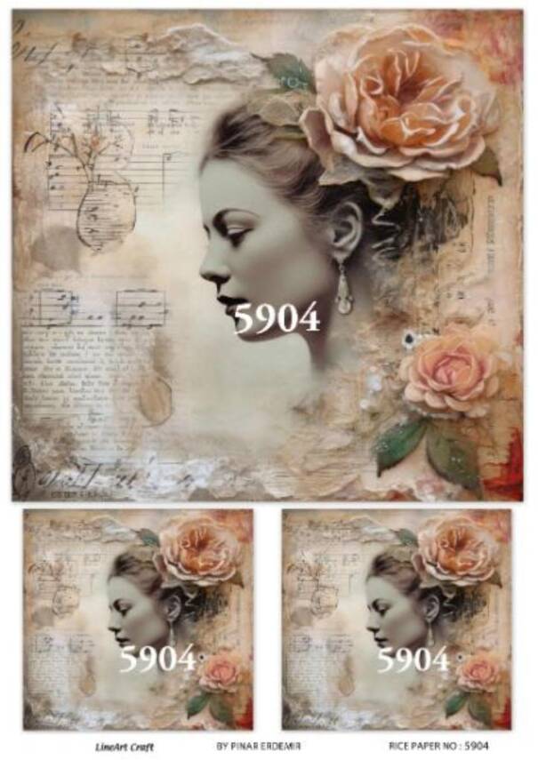 LineArt Kadın Figürlü Pirinç Dekopaj Model : 5904 - 1