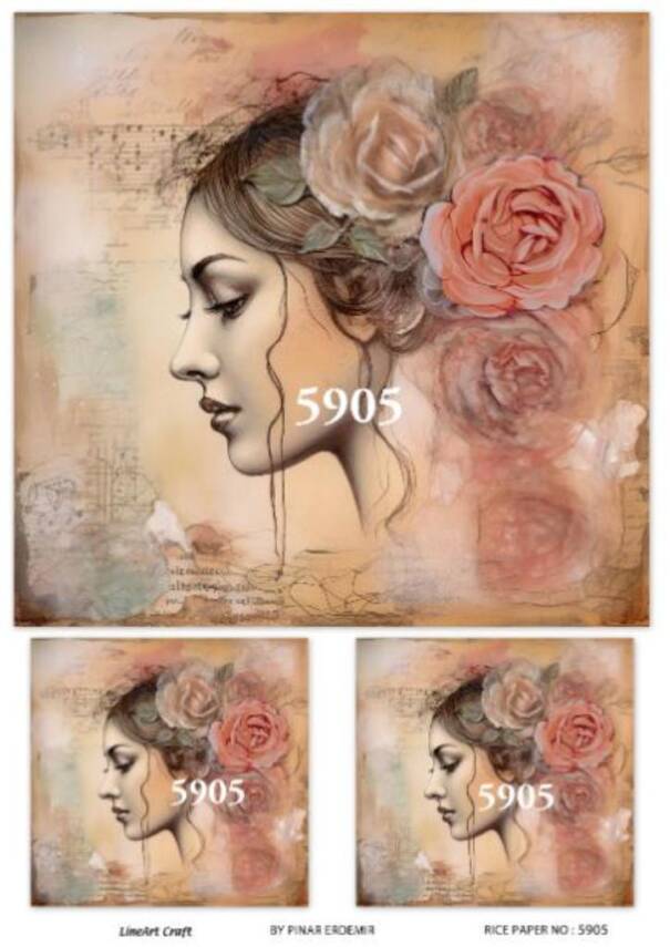 LineArt Kadın Figürlü Pirinç Dekopaj Model : 5905 - 1