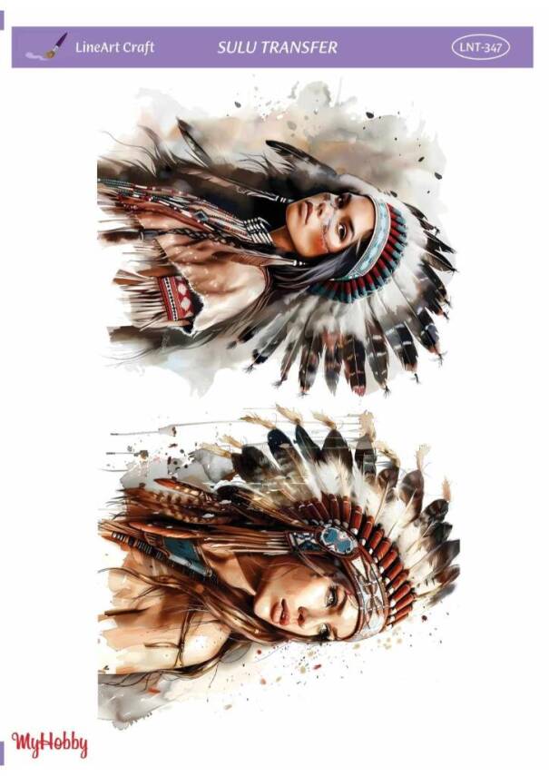 LineArt Kadın Kızılderili Desenli Sulu Transfer LNT347 - 1