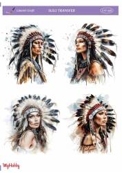 LineArt Kadın Kızılderili Desenli Sulu Transfer LNT348 - Line Art