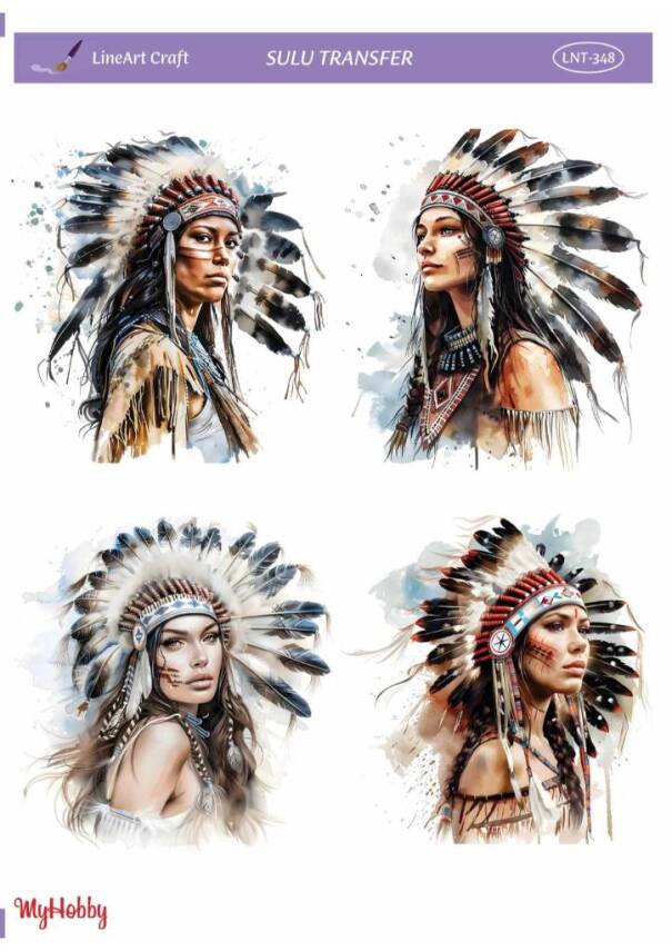 LineArt Kadın Kızılderili Desenli Sulu Transfer LNT348 - 1