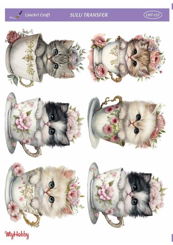 LineArt Kedi Desenli Sulu Transfer LNT157 - 1